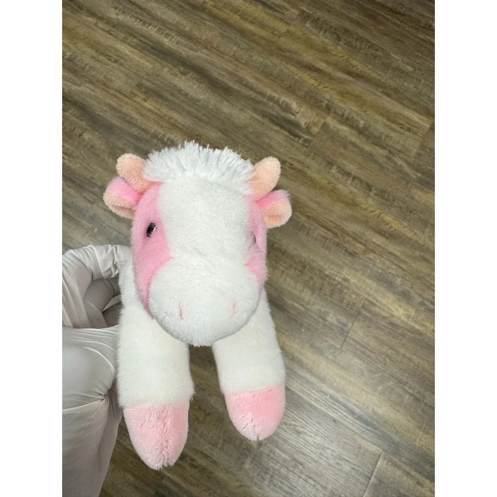 Aurora Pink and White Strawberry Cow Plush Stuffed‎ Animal Floppy 8 inch 2021